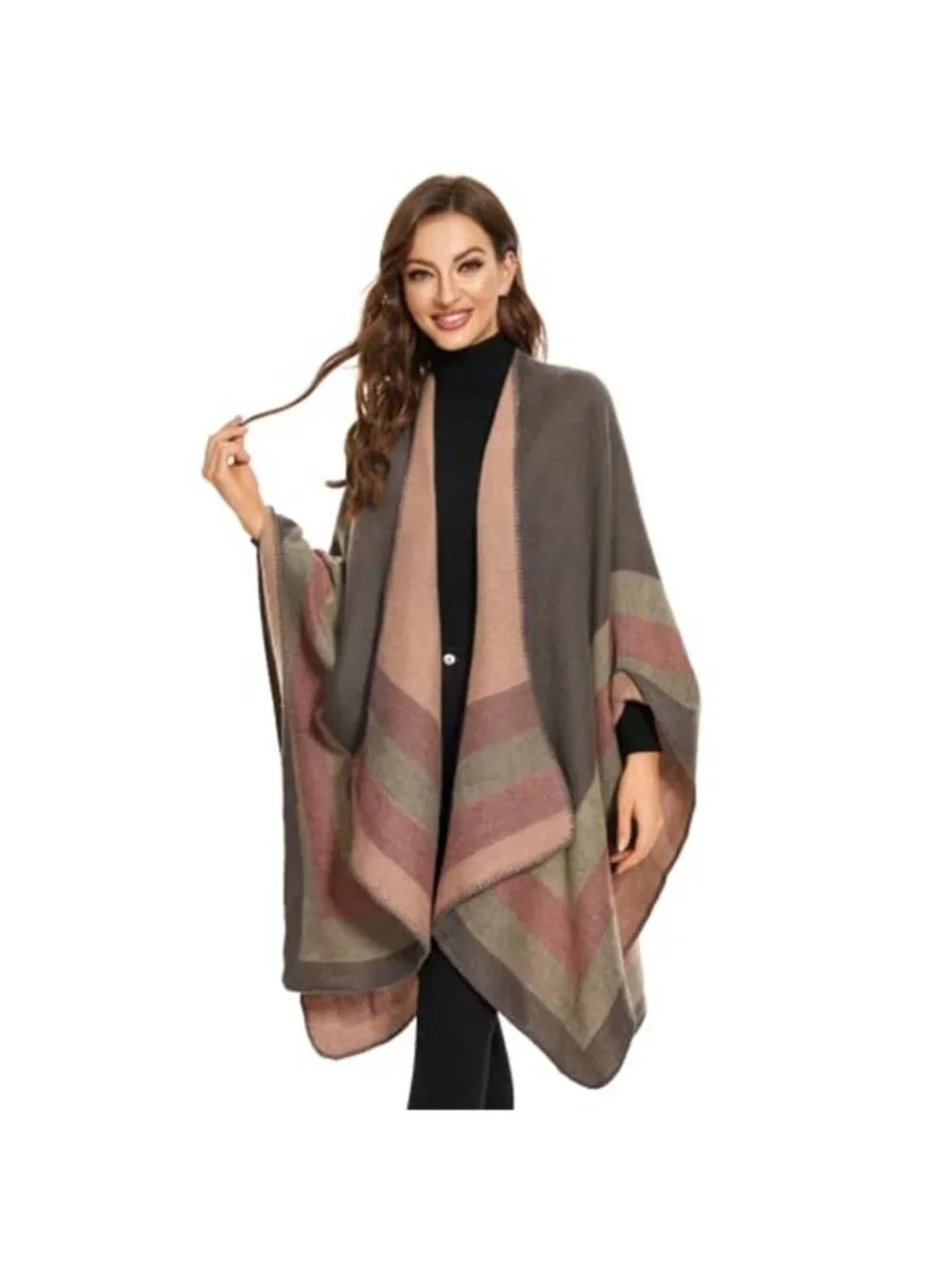 Shawl Wraps for Women, Elegant Knitted Cape Open Front Poncho Scarf Blanket
